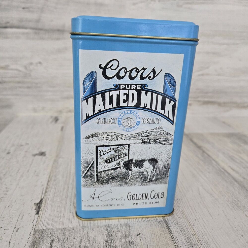 Vintage Coors Pure Malted Collectors Tin Container 16 oz Adolph Golden Colorado